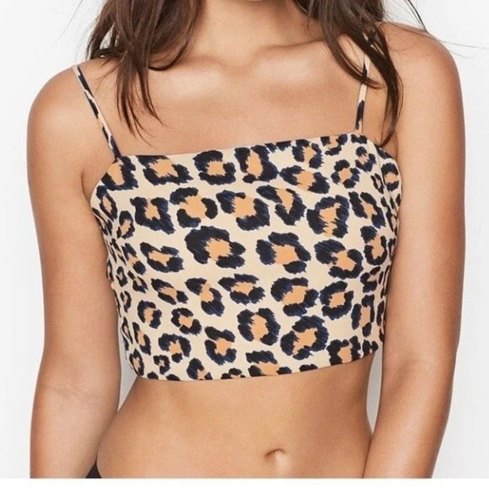 Victoria Secret Leopard Print Crop Top Women‎ Small Tie Back Adjustable Straps